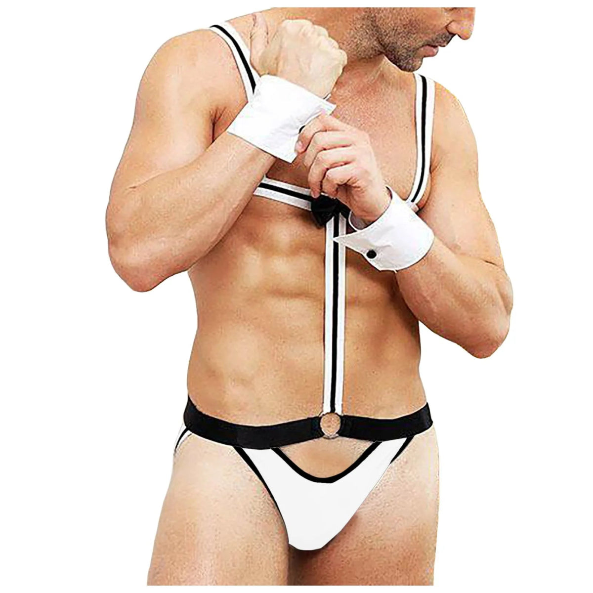 Seductive Men's Strappy Lingerie Jumpsuit - WOWihte