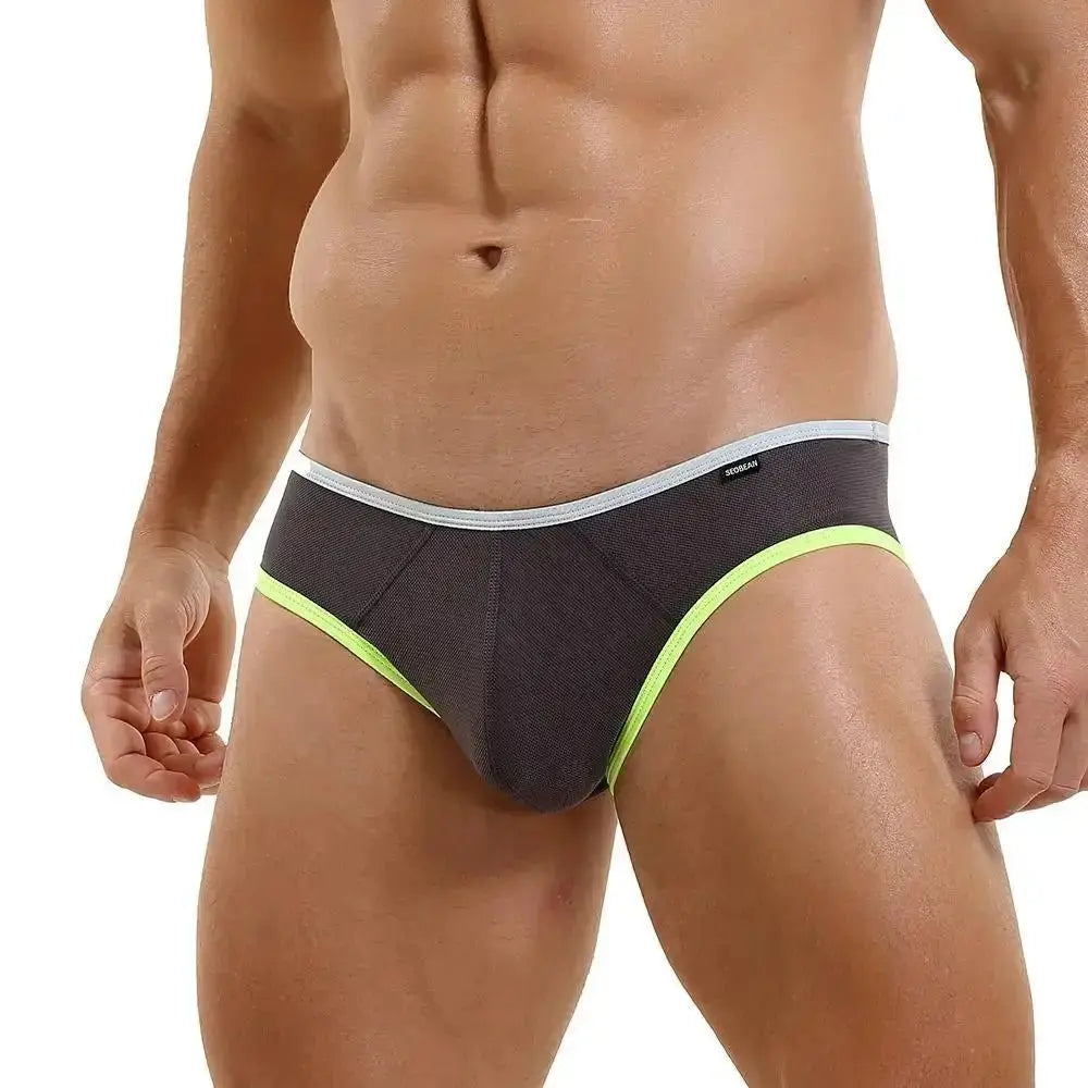 SEOBEAN New Men's Briefs Breathable Mesh Underwear Bikini Underpants Sexy Briefs Fashion Male Panties - WOWihte