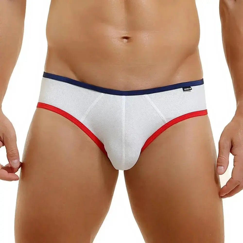 SEOBEAN New Men's Briefs Breathable Mesh Underwear Bikini Underpants Sexy Briefs Fashion Male Panties - WOWihte