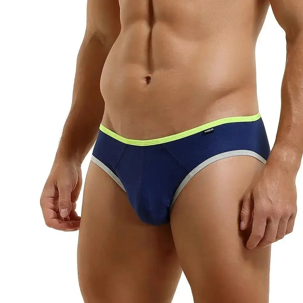 SEOBEAN New Men's Briefs Breathable Mesh Underwear Bikini Underpants Sexy Briefs Fashion Male Panties - WOWihte