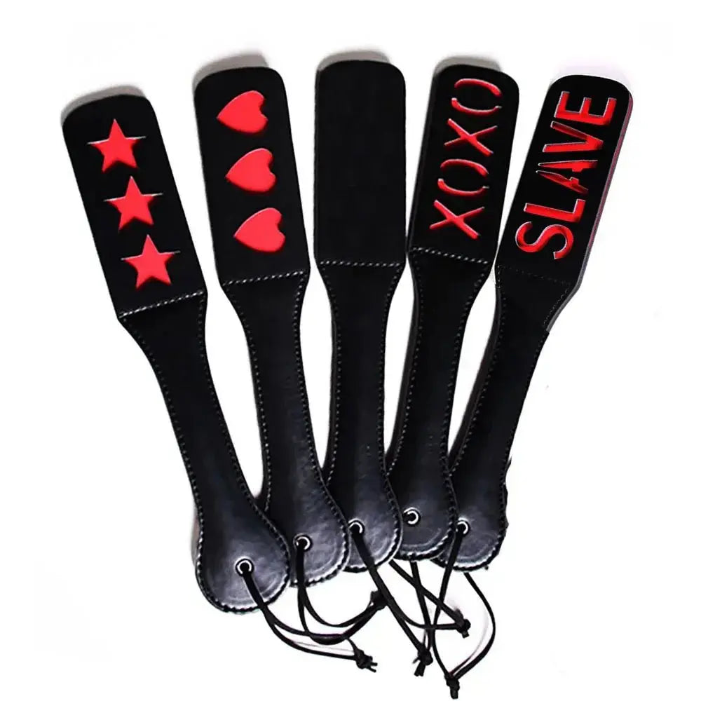 Sex Red Heart XOXO Hollow Out Words Flirting BDSM Toys Paddle Split Whip Hollow out Flogger Sexy Adults Products for Lovers - WOWihte