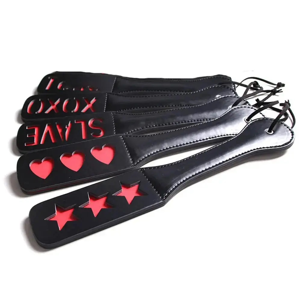 Sex Red Heart XOXO Hollow Out Words Flirting BDSM Toys Paddle Split Whip Hollow out Flogger Sexy Adults Products for Lovers - WOWihte