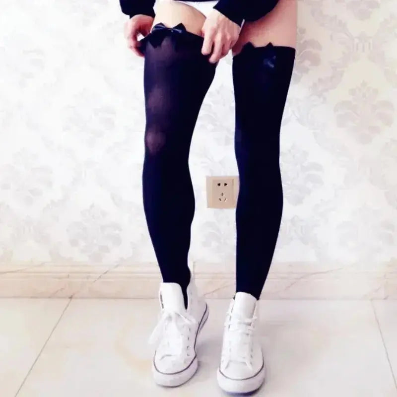 Sexy Bow Over - Knee Stockings - WOWihte
