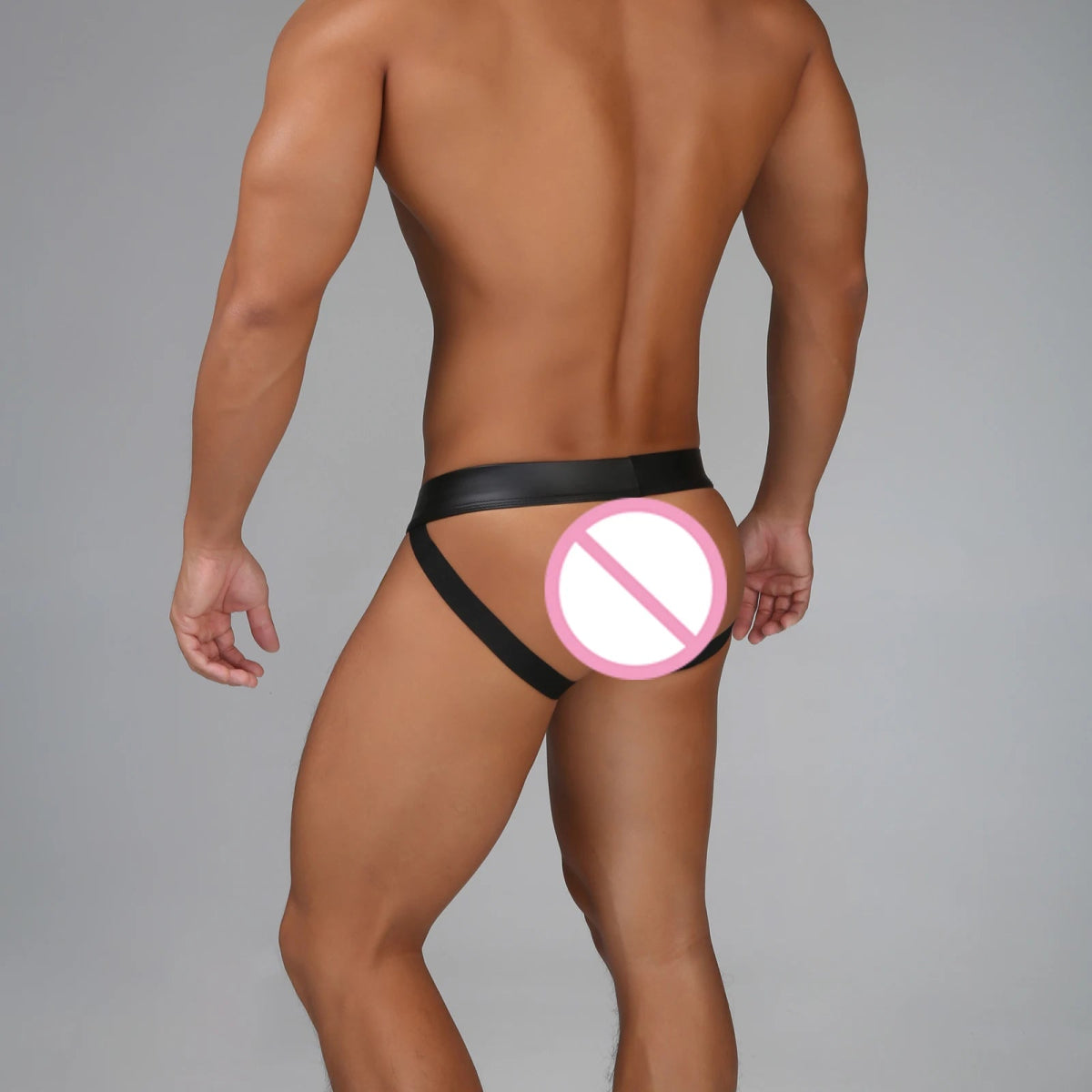 Sexy Faux Leather Bulge Jockstrap - WOWihte