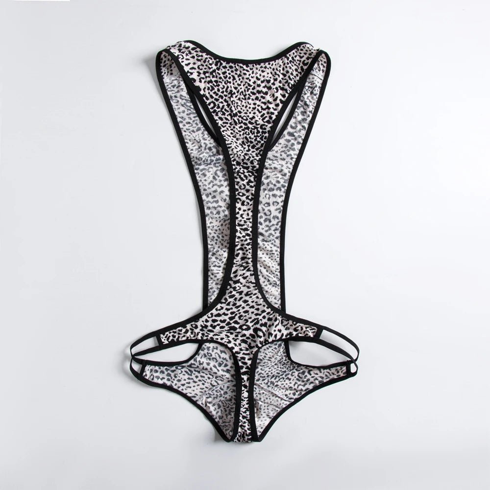 Sexy Leopard Men's T - Back Bodysuit - WOWihte
