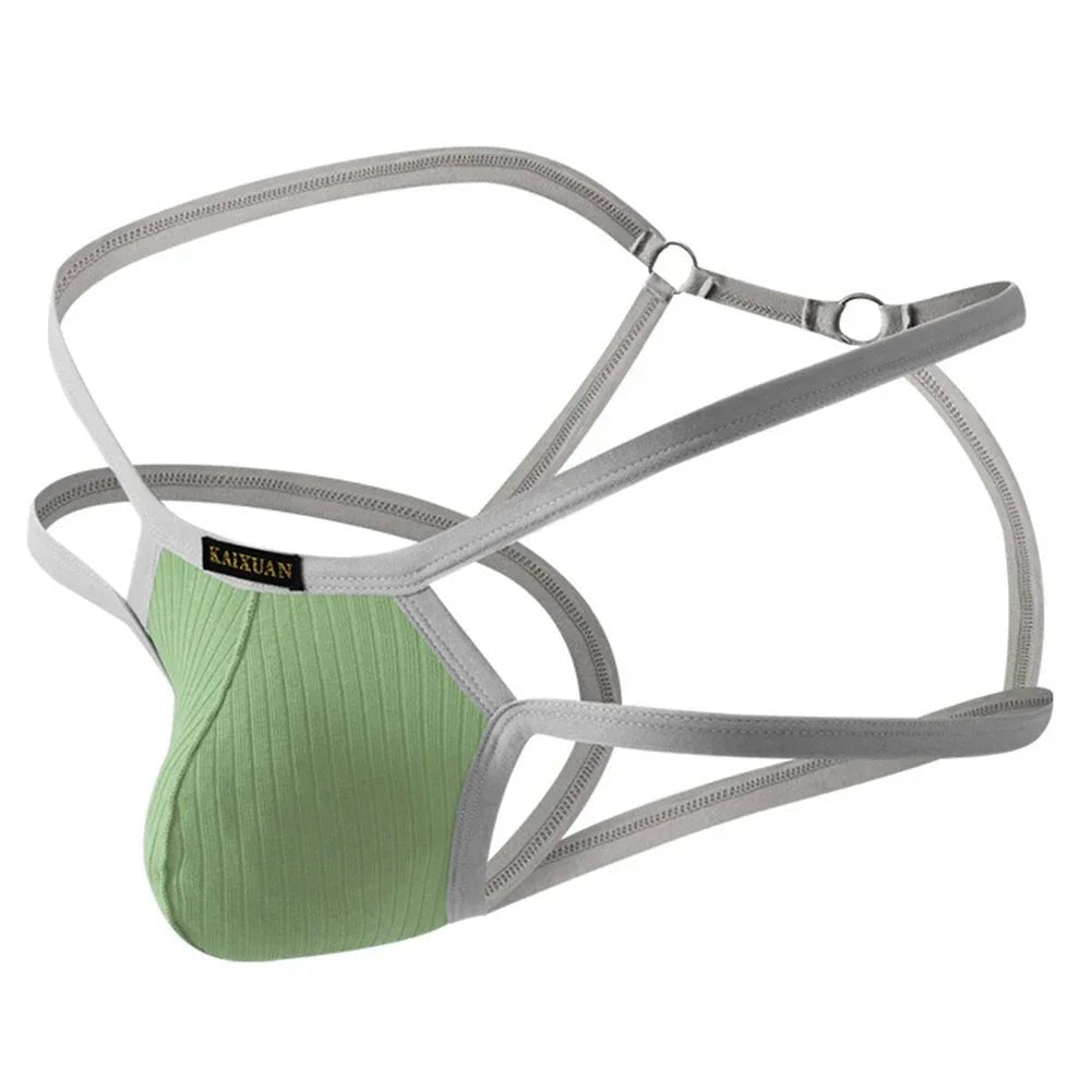 Sexy Men's Double - Belt Cotton Thong - WOWihte