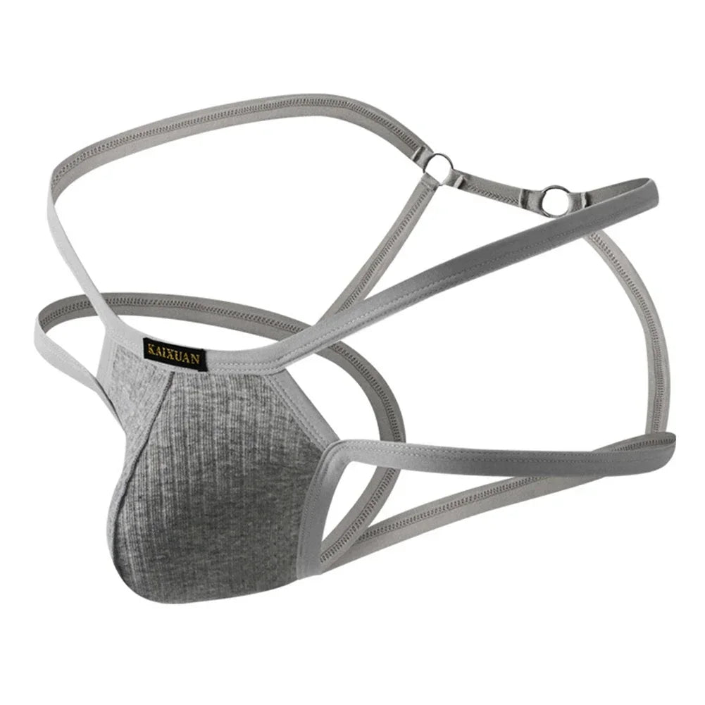 Sexy Men's Double - Belt Cotton Thong - WOWihte