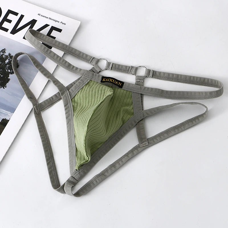 Sexy Men's Double - Belt Cotton Thong - WOWihte
