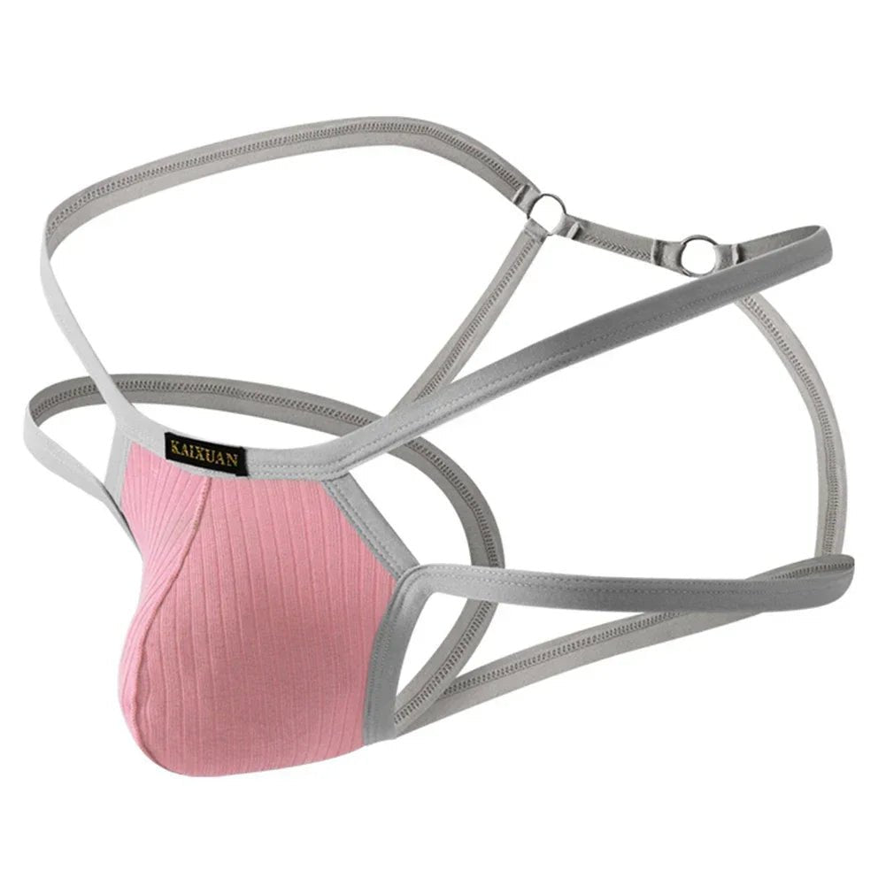 Sexy Men's Double - Belt Cotton Thong - WOWihte