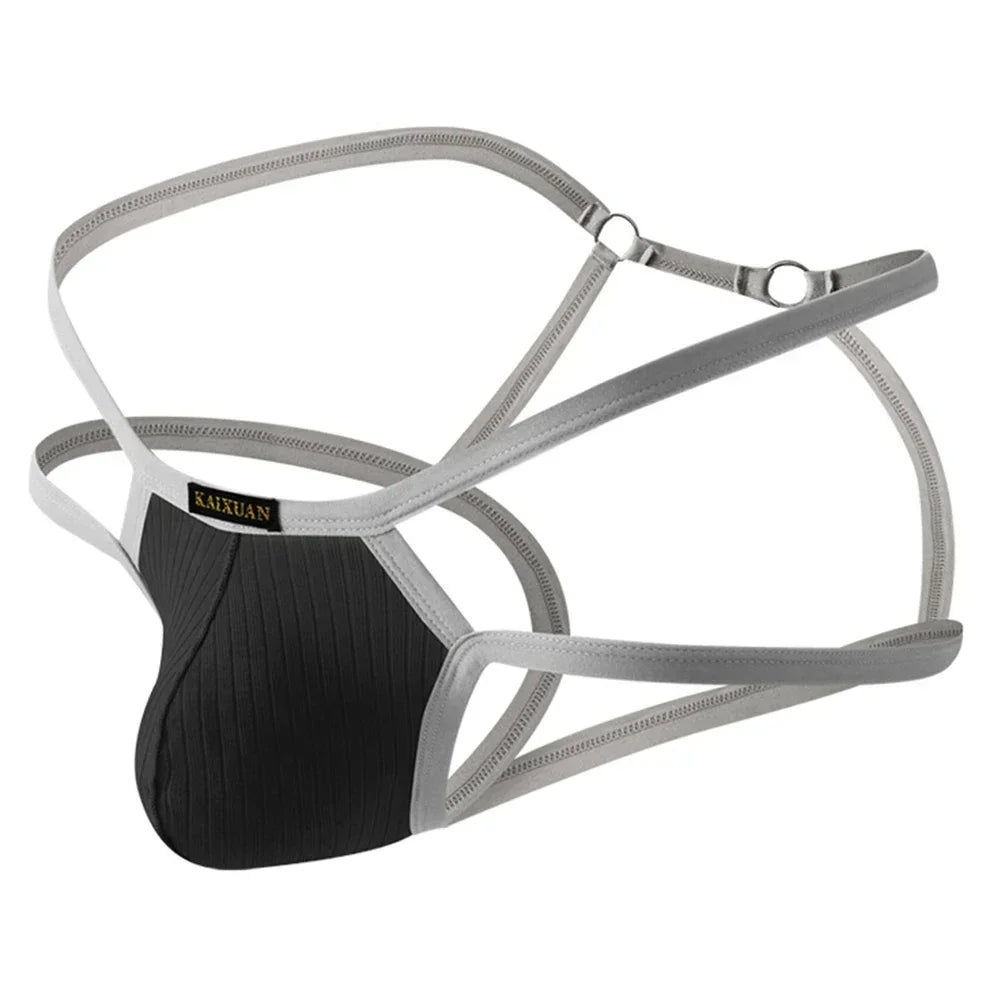 Sexy Men's Double - Belt Cotton Thong - WOWihte