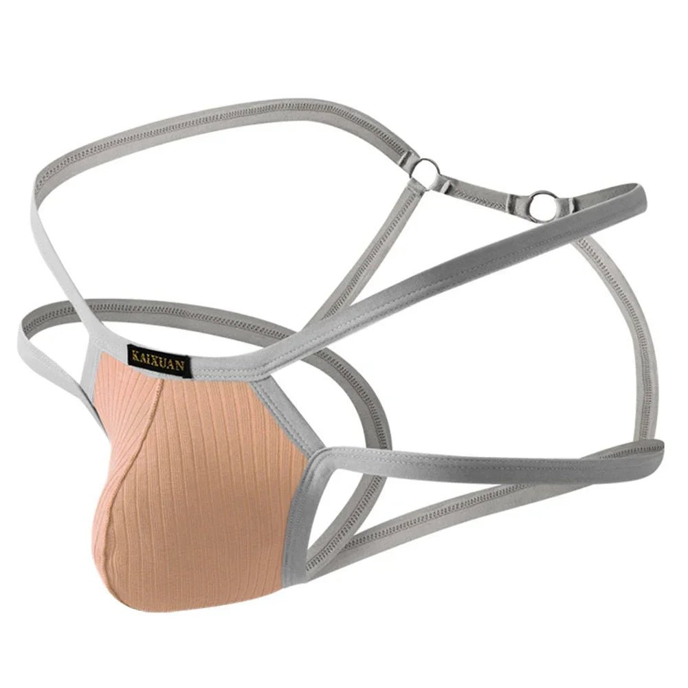 Sexy Men's Double - Belt Cotton Thong - WOWihte