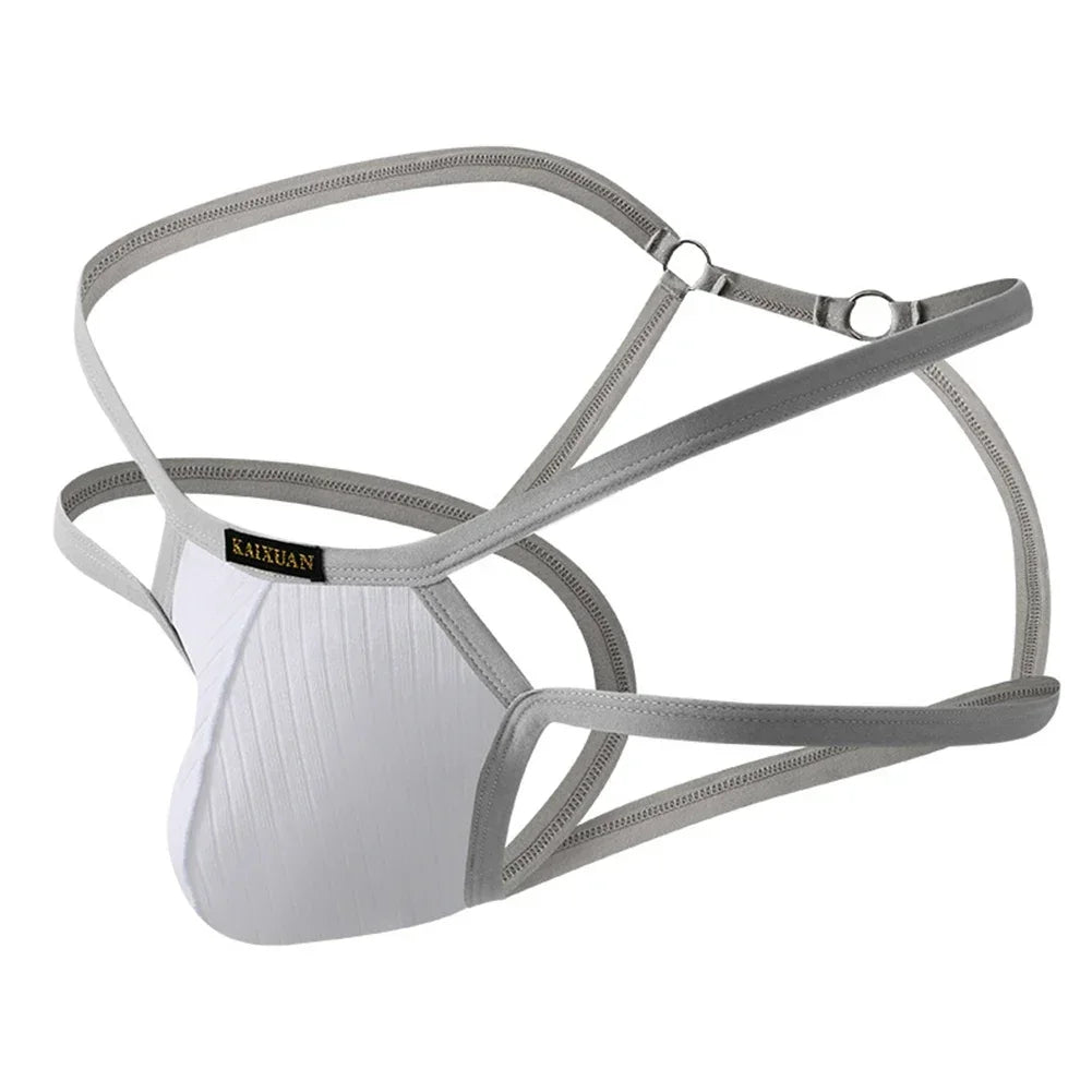 Sexy Men's Double - Belt Cotton Thong - WOWihte