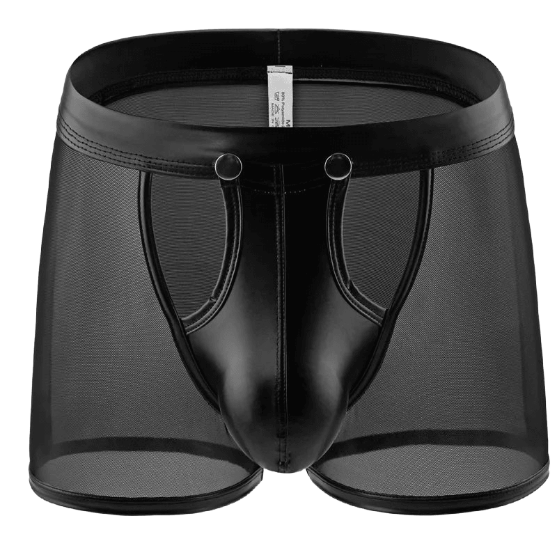 Sexy Men's Faux Leather Boxers - WOWihte