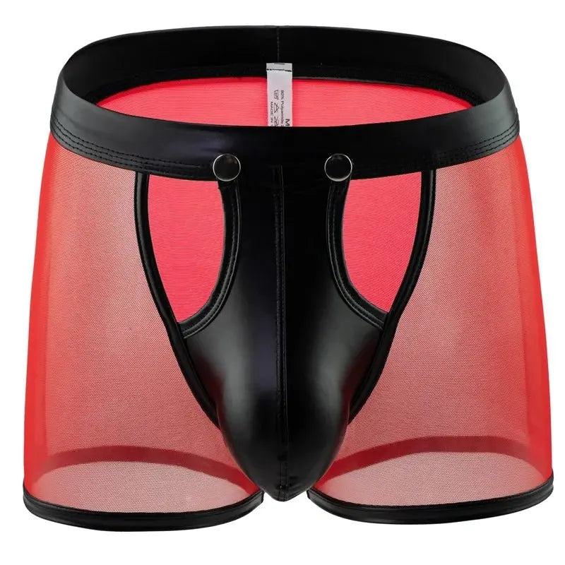 Sexy Men's Faux Leather Boxers - WOWihte