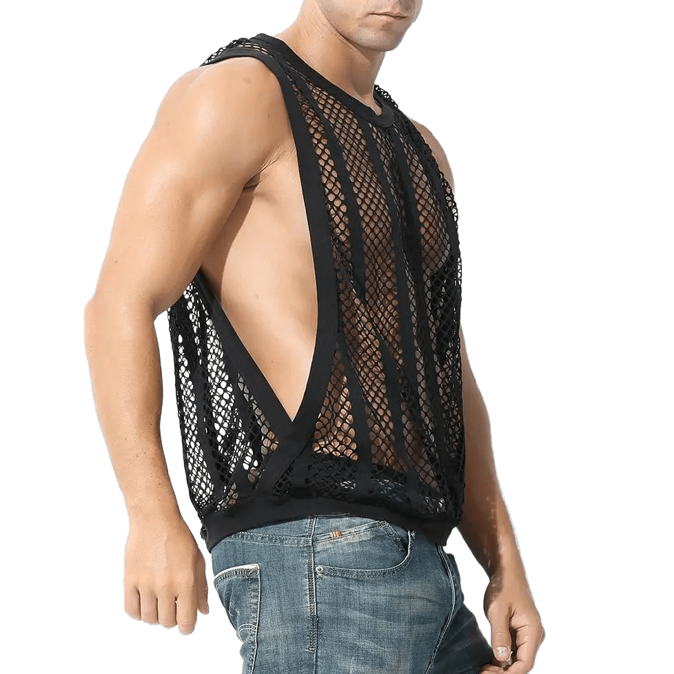 Sexy Men's Fishnet Gym Tank - WOWihte