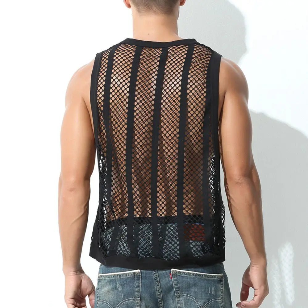 Sexy Men's Fishnet Gym Tank - WOWihte