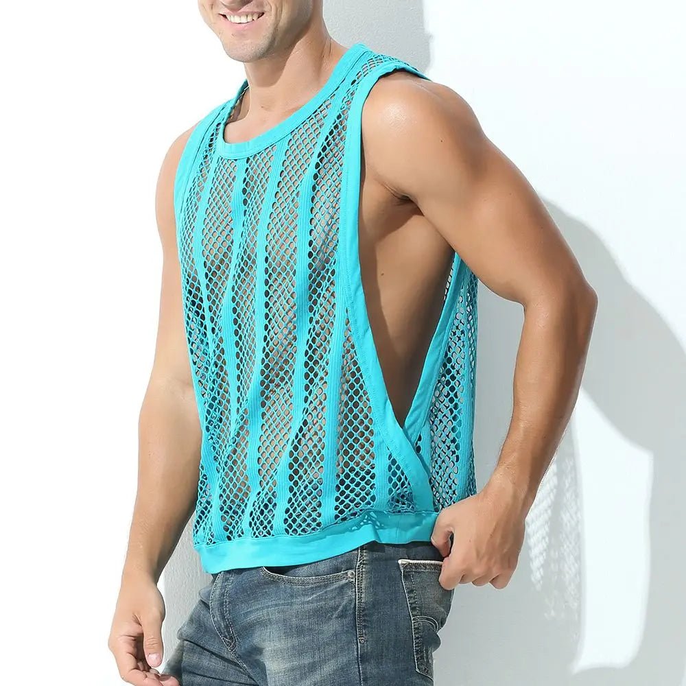 Sexy Men's Fishnet Gym Tank - WOWihte