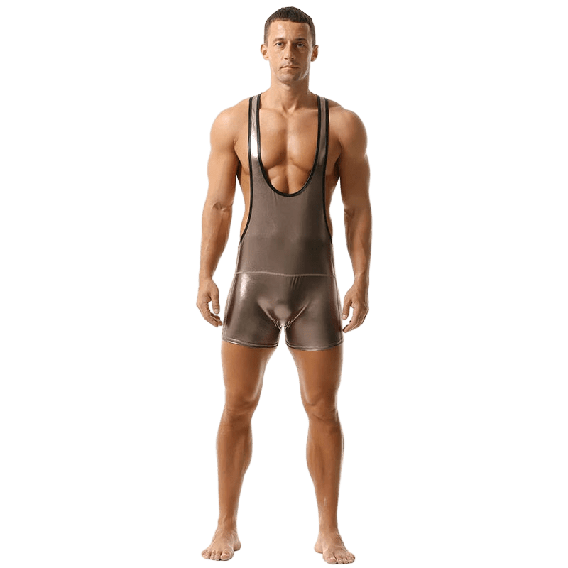 Sexy Men's Jumpsuit Leather Costume - WOWihte