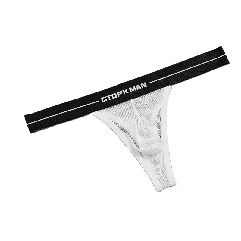 Sexy Men's Sheer Mesh Thong - WOWihte