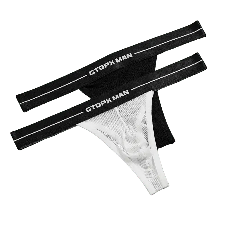 Sexy Men's Sheer Mesh Thong - WOWihte