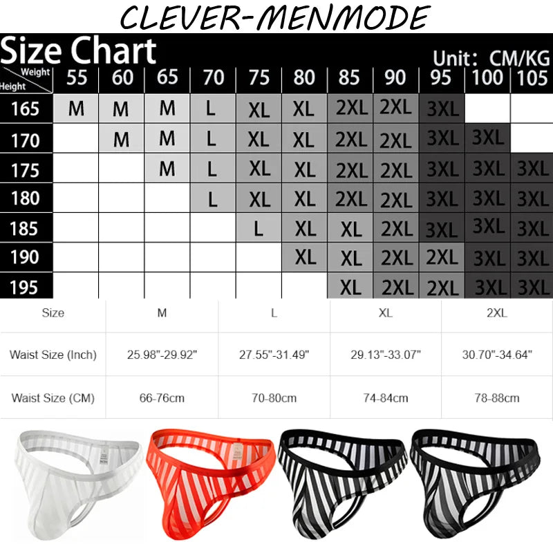 Sexy Men's Sheer Mesh Thong - WOWihte