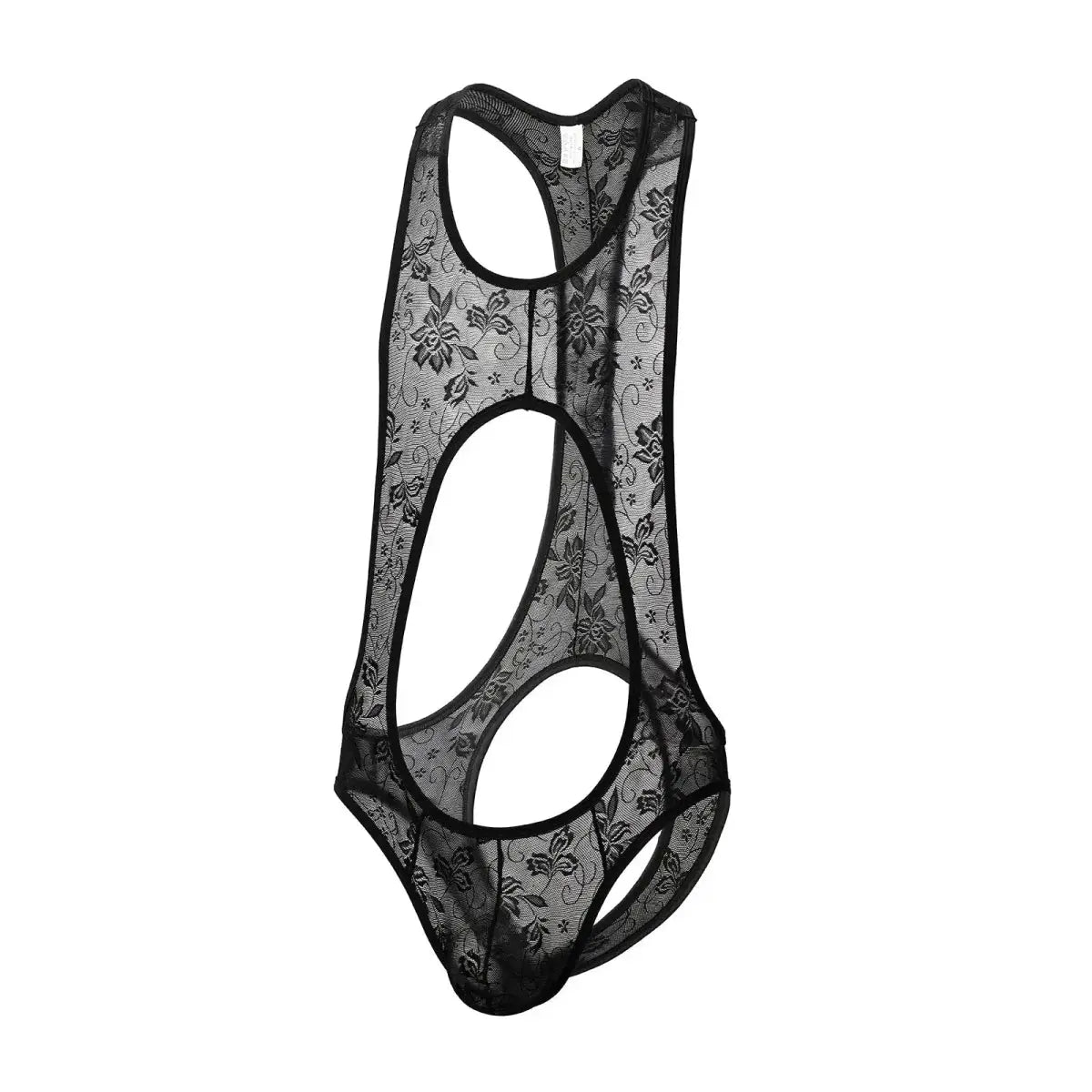 Sheer Lace Bodysuit Men Erotic Lingerie Penis Pouch Sexy Jockstrap Open Butt Anal Crossdressing Nightwear One - piece Underwear - WOWihte