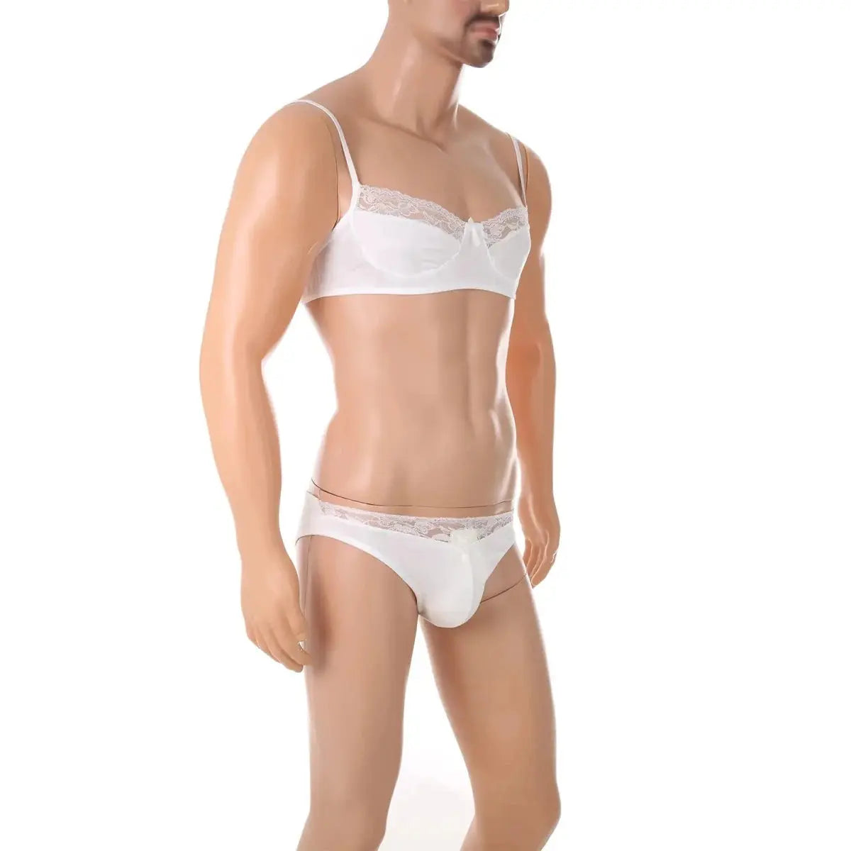 Sheer Lace Halter Bra - WOWihte
