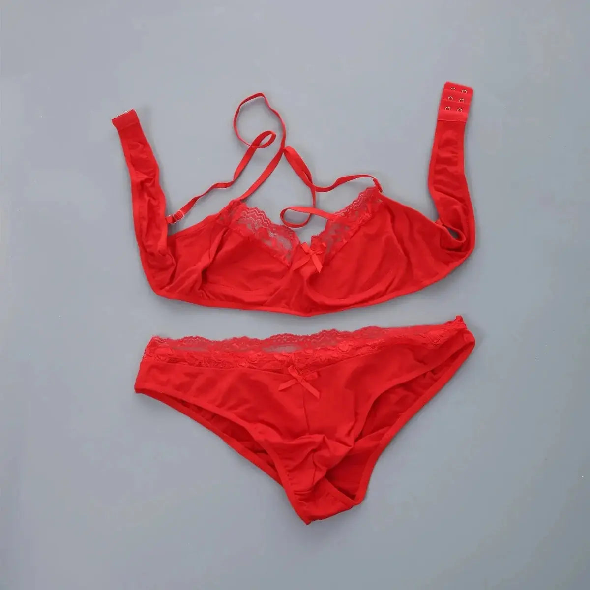 Sheer Lace Halter Bra - WOWihte