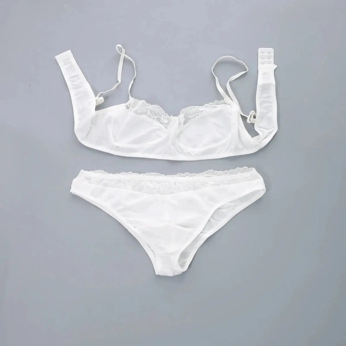 Sheer Lace Halter Bra - WOWihte