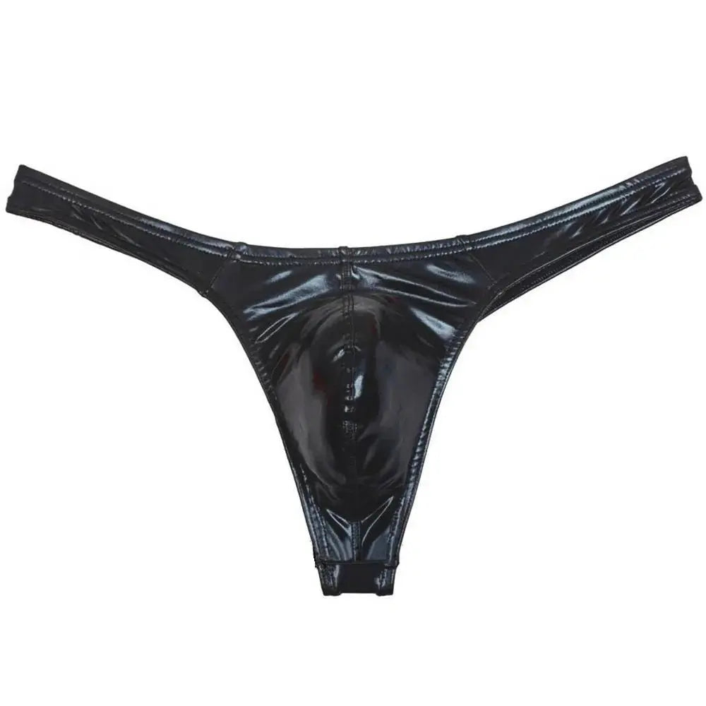 Shiny Faux Leather Thong - WOWihte