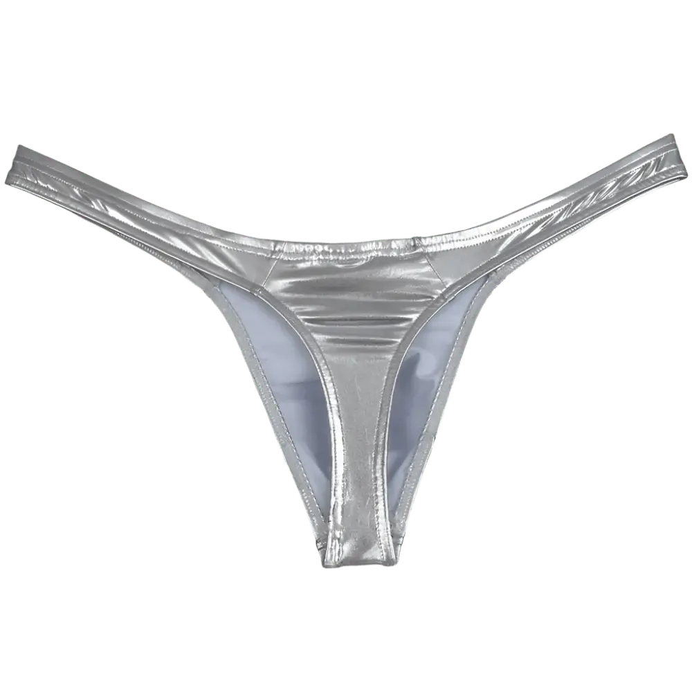 Shiny Faux Leather Thong - WOWihte