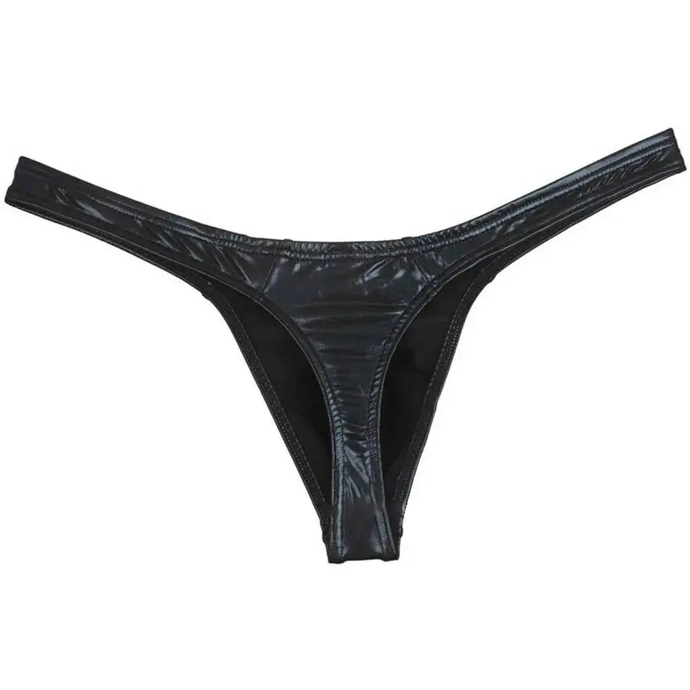 Shiny Faux Leather Thong - WOWihte