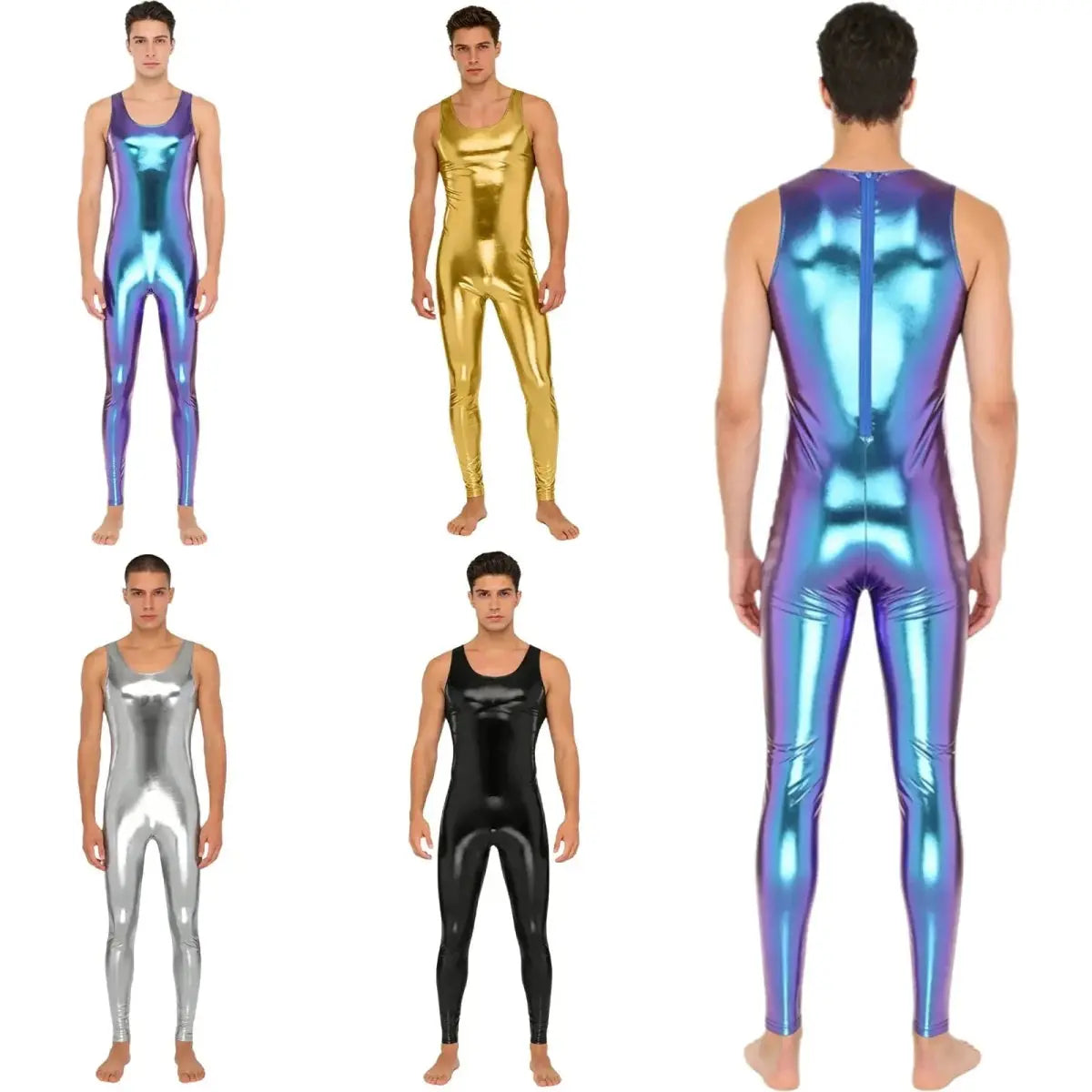 Shiny Metallic Bodysuit Unitard - WOWihte