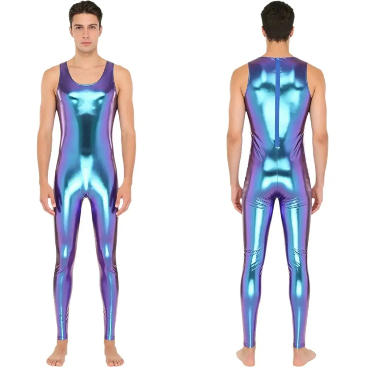 Shiny Metallic Bodysuit Unitard - WOWihte