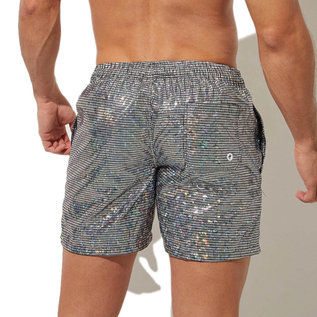 Shiny Metallic Men's Swim Shorts - WOWihte