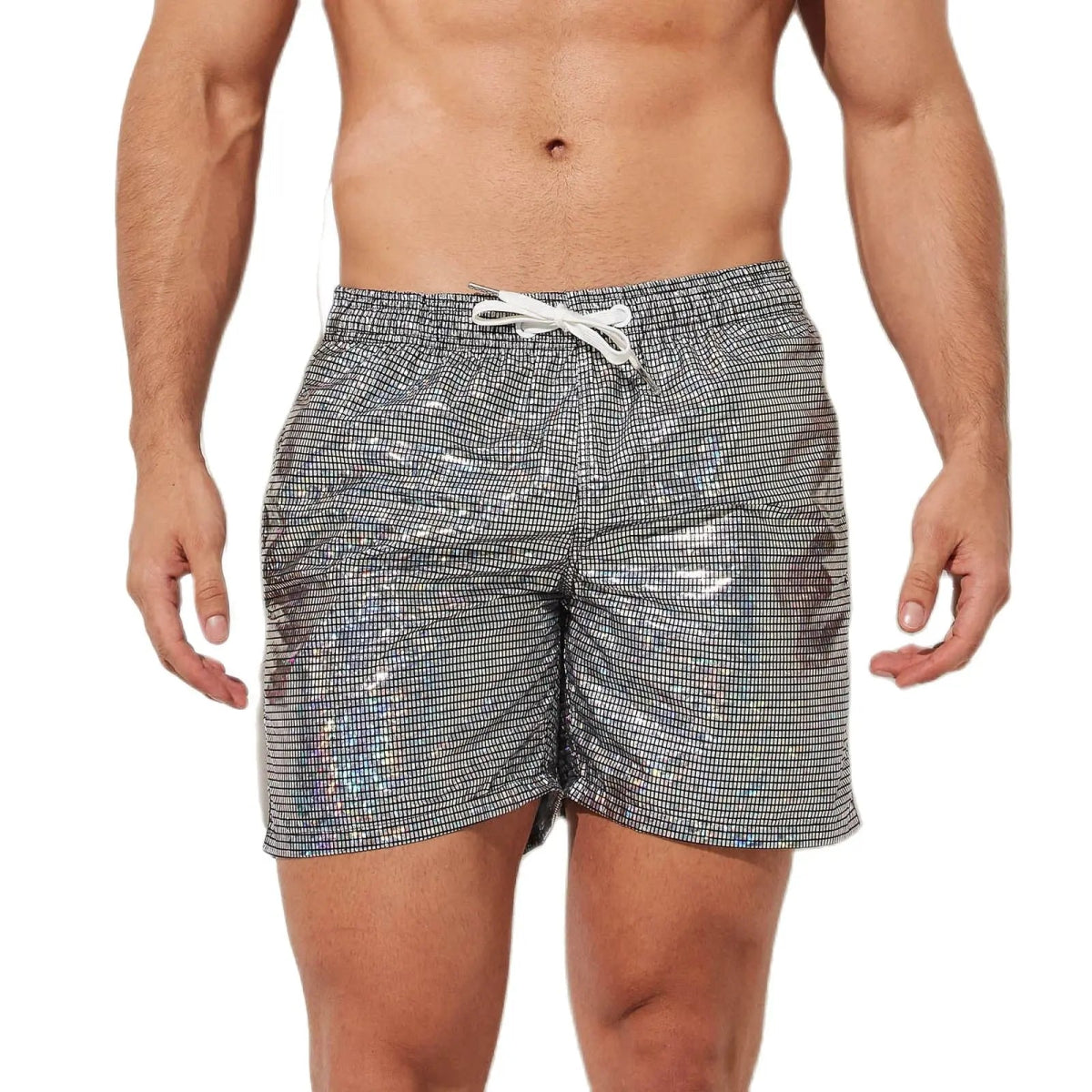 Shiny Metallic Men's Swim Shorts - WOWihte