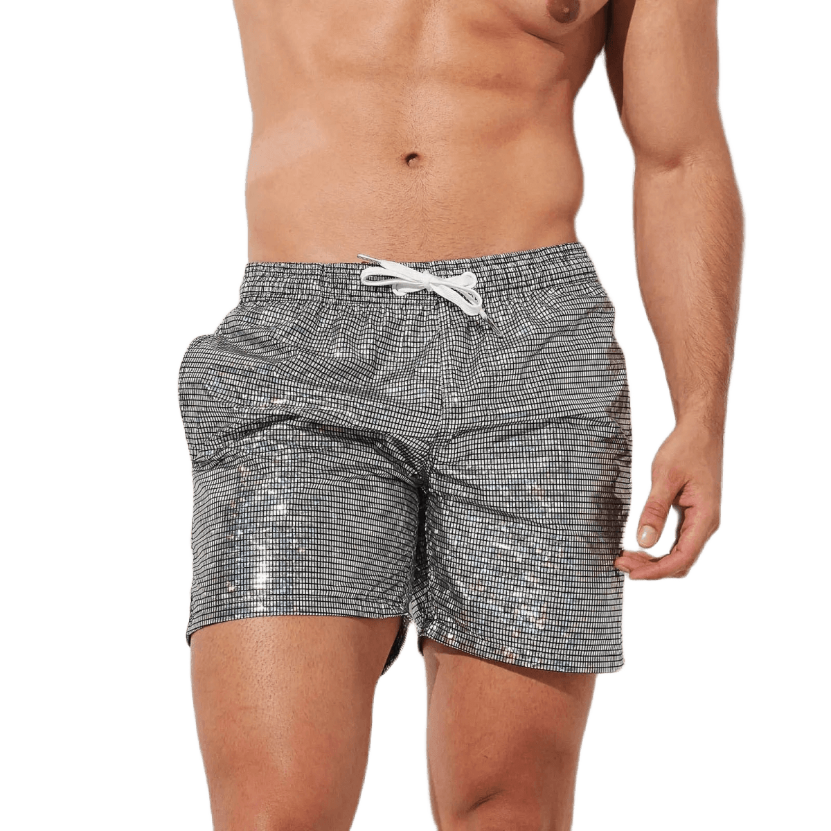 Shiny Metallic Men's Swim Shorts - WOWihte