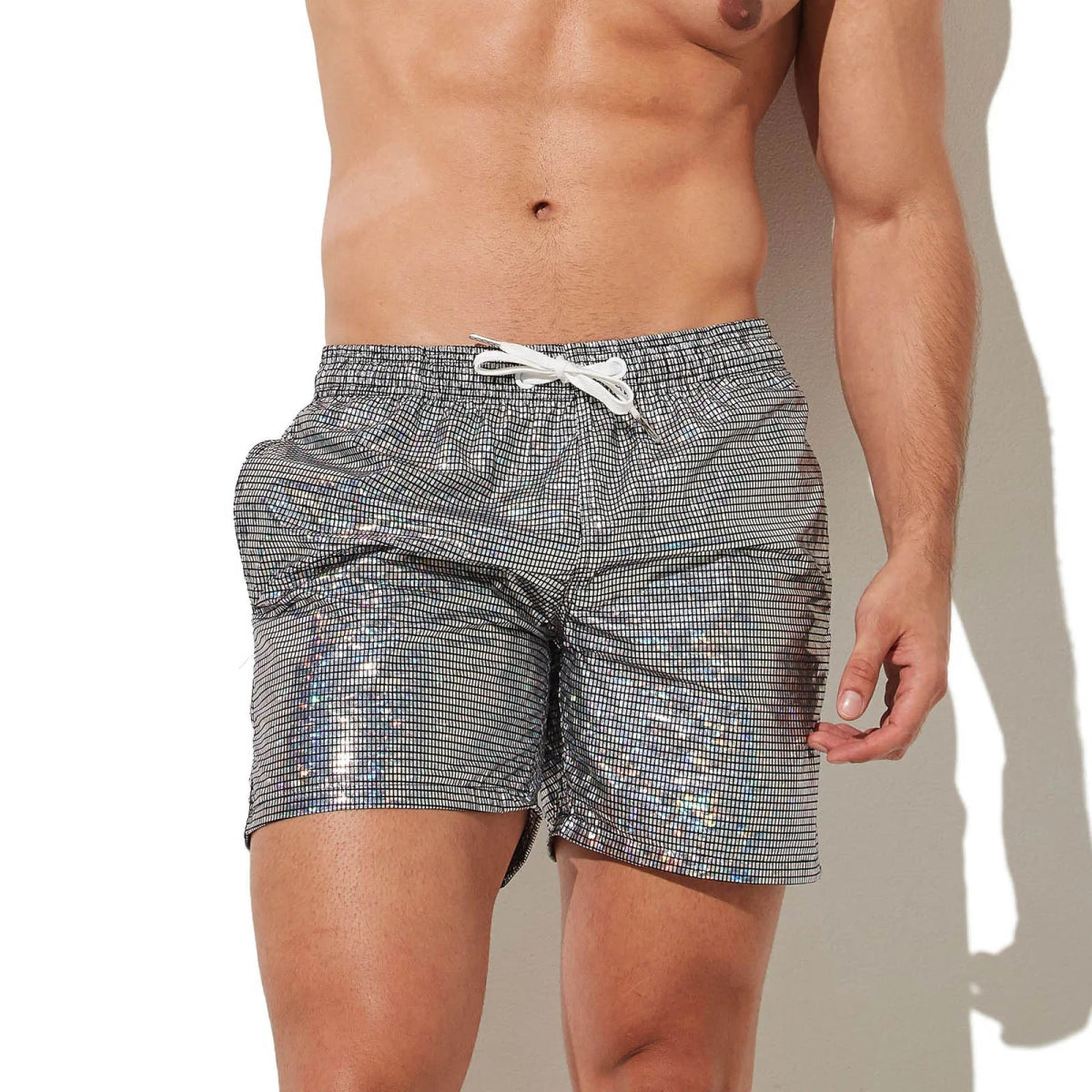 Shiny Metallic Men's Swim Shorts - WOWihte