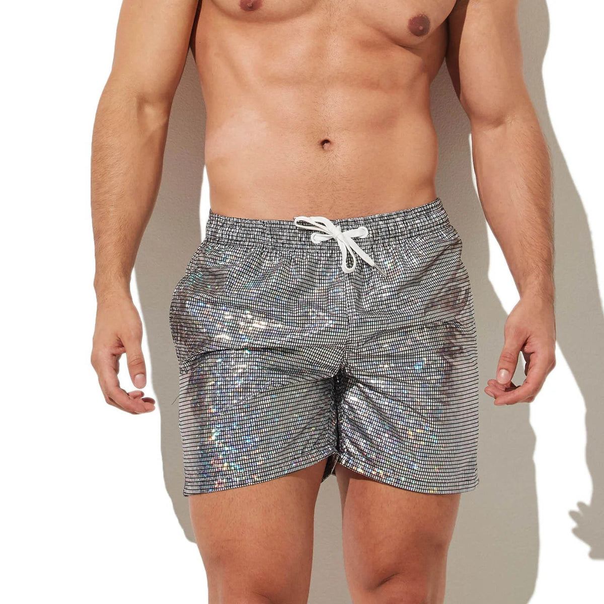 Shiny Metallic Men's Swim Shorts - WOWihte