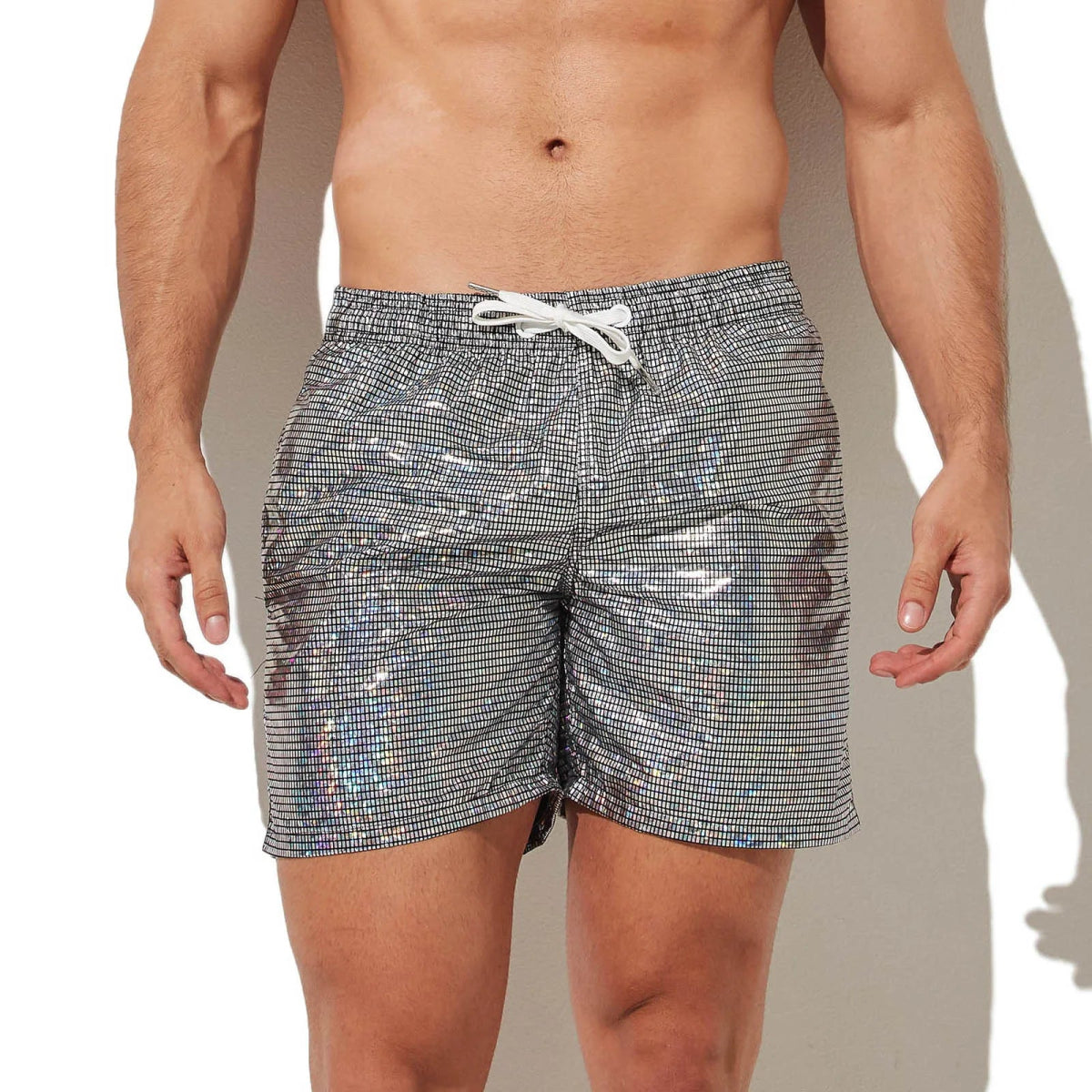 Shiny Metallic Men's Swim Shorts - WOWihte