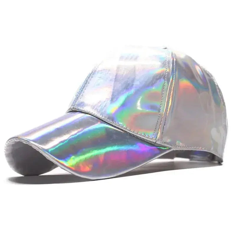 Shiny Patent Leather Baseball Cap - WOWihte