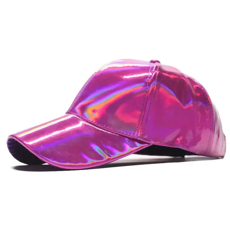 Shiny Patent Leather Baseball Cap - WOWihte