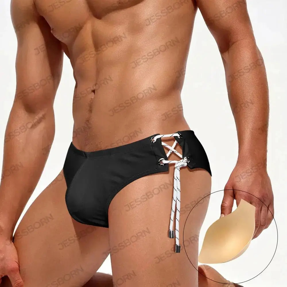 Side Tether Swim Bikini Briefs - WOWihte