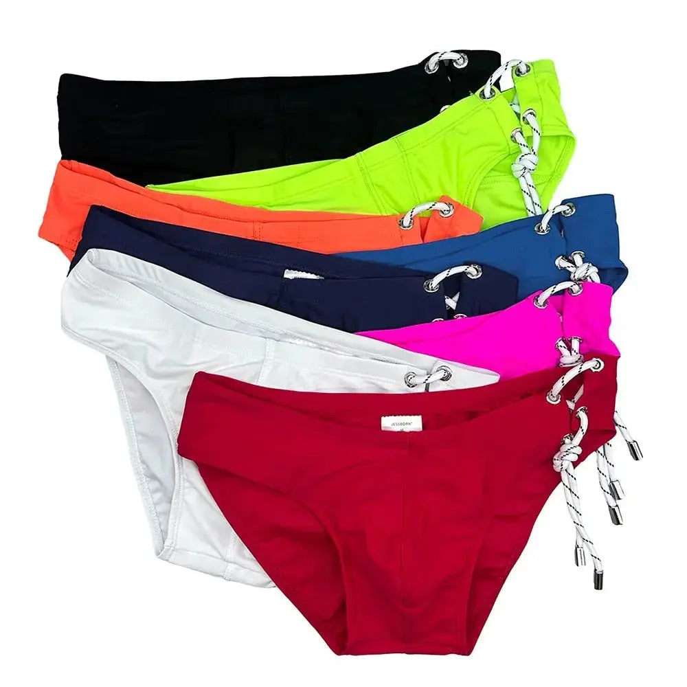 Side Tether Swim Bikini Briefs - WOWihte