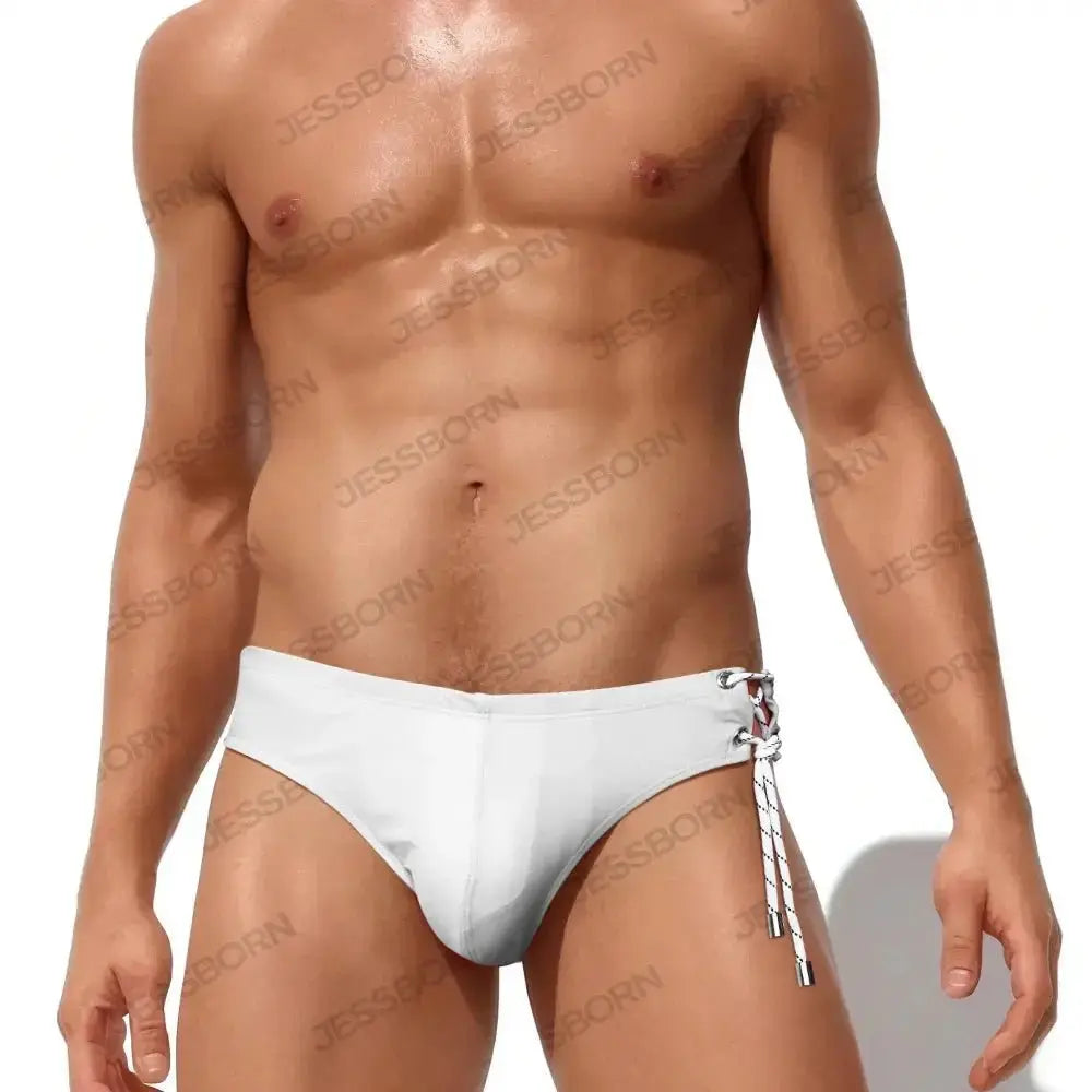 Side Tether Swim Bikini Briefs - WOWihte