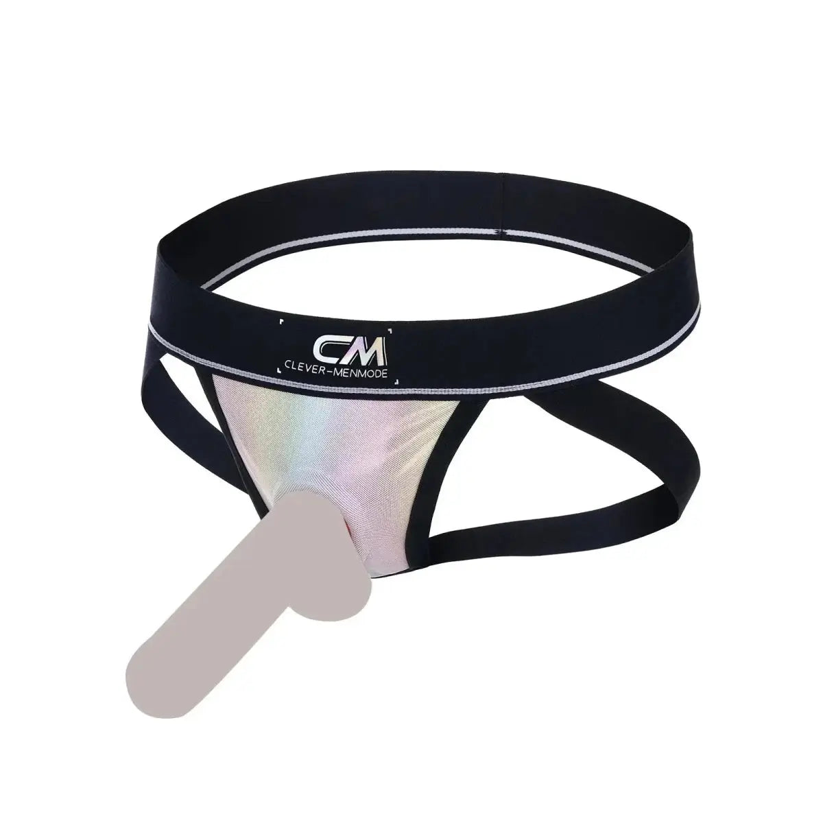 Silvery Faux Leather Erotic Jockstrap - WOWihte