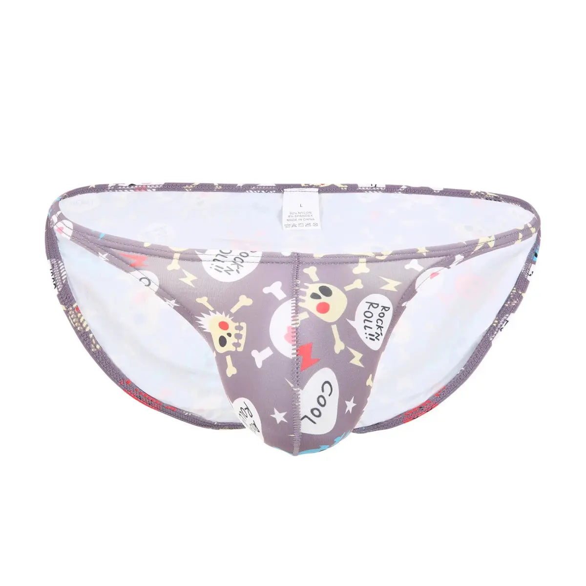 Skull Printed Men's Swim Briefs - WOWihte