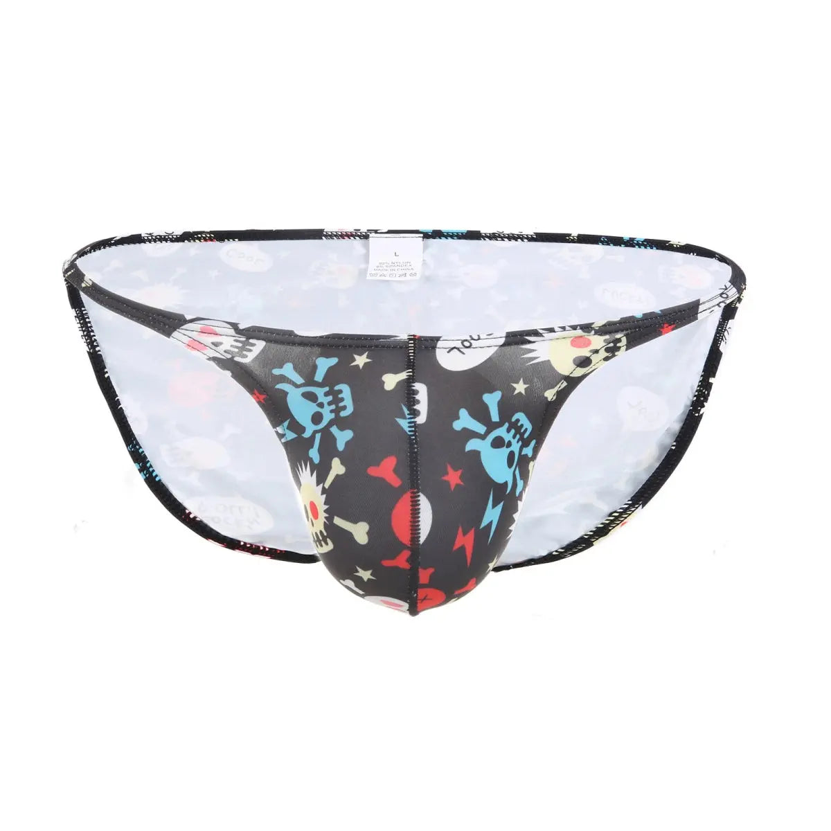 Skull Printed Men's Swim Briefs - WOWihte