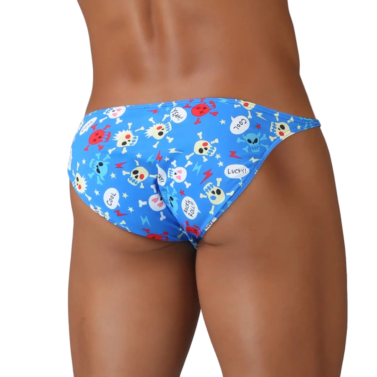 Skull Printed Men's Swim Briefs - WOWihte