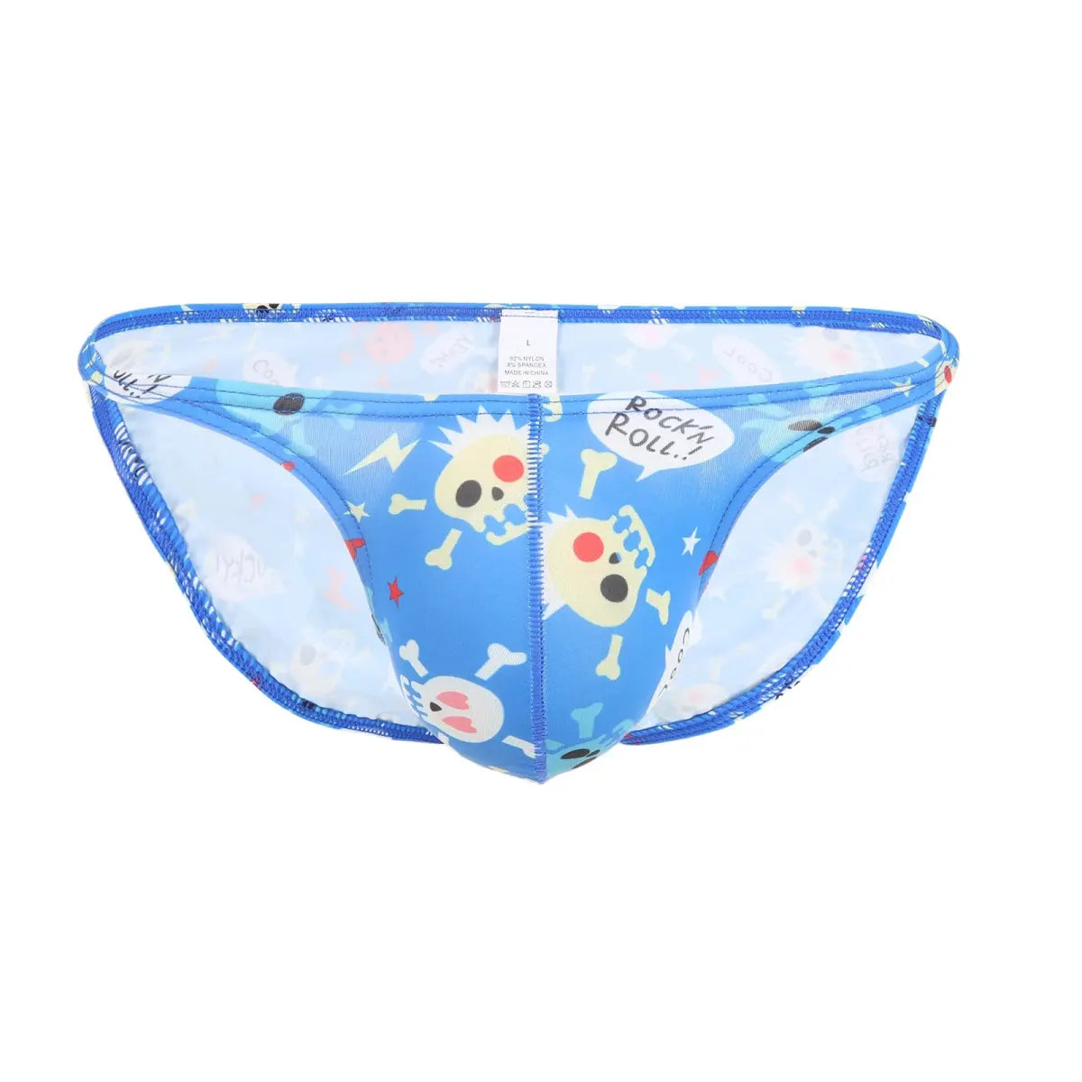 Skull Printed Men's Swim Briefs - WOWihte